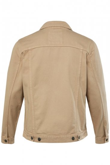 Men+ 446 Kurtka jeansowa z kieszeniami na piersi Piaskowa - Kurtki Męskie Duże Rozmiary - Kurtki Duże rozmiary 2XL-8XL