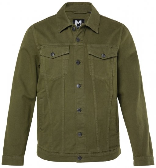Men+ 446 Kurtka jeansowa z kieszeniami na piersi Ciemnooliwkowa - Kurtki Męskie Duże Rozmiary - Kurtki Duże rozmiary 2XL-8XL
