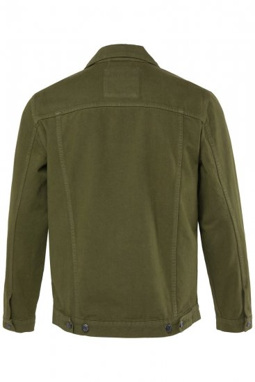 Men+ 446 Kurtka jeansowa z kieszeniami na piersi Ciemnooliwkowa - Kurtki Męskie Duże Rozmiary - Kurtki Duże rozmiary 2XL-8XL