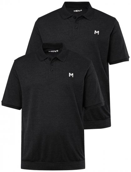 Men+ 266 Koszulka polo bellyfit Czarna 2-pak - Koszulki polo - Koszulki Polo 2XL-8XL