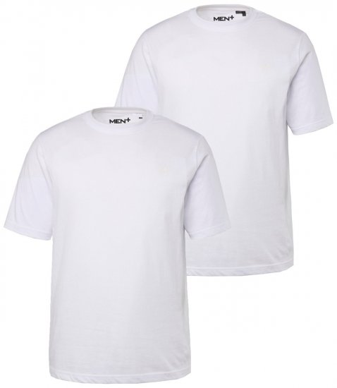 Men+ 285 Koszulka okrągły dekolt Biały 2-pak - Koszulki - T-shirty meskie Duże Rozmiary - 2XL-14XL