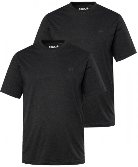 Men+ 299 Koszulka dekolt V Czarna 2-pak - Koszulki - T-shirty meskie Duże Rozmiary - 2XL-14XL