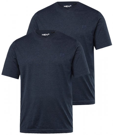 Men+ 299 Koszulka dekolt V Granatowa 2-pak - Koszulki - T-shirty meskie Duże Rozmiary - 2XL-14XL