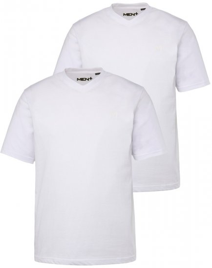 Men+ 299 Koszulka dekolt V Biały 2-pak - Koszulki - T-shirty meskie Duże Rozmiary - 2XL-14XL