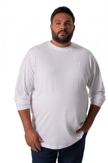 Men+ 307 Koszulka z długim rękawem Biały - Koszulki - T-shirty meskie Duże Rozmiary - 2XL-14XL