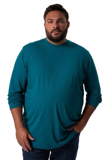 Men+ 307 Koszulka z długim rękawem Szaroniebieska - Koszulki - T-shirty meskie Duże Rozmiary - 2XL-14XL