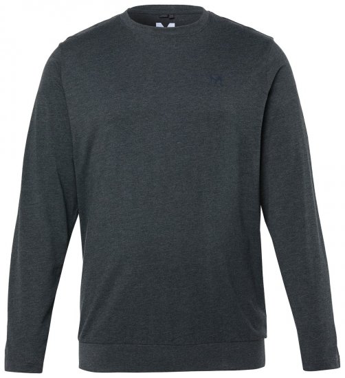 Men+ 313 Koszulka z długim rękawem bellyfit Ciemnoszara melanż - Koszulki - T-shirty meskie Duże Rozmiary - 2XL-14XL