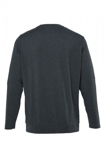 Men+ 313 Koszulka z długim rękawem bellyfit Ciemnoszara melanż - Koszulki - T-shirty meskie Duże Rozmiary - 2XL-14XL