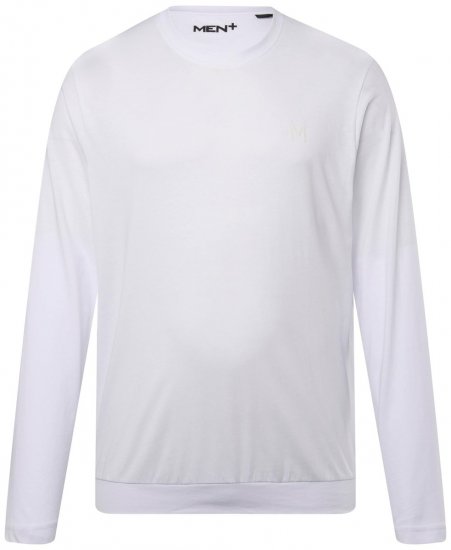 Men+ 313 Koszulka z długim rękawem bellyfit Biały - Koszulki - T-shirty meskie Duże Rozmiary - 2XL-14XL