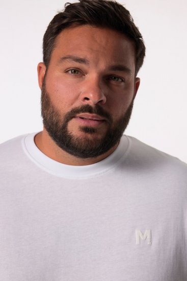 Men+ 313 Koszulka z długim rękawem bellyfit Biały - Koszulki - T-shirty meskie Duże Rozmiary - 2XL-14XL