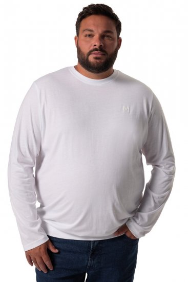 Men+ 313 Koszulka z długim rękawem bellyfit Biały - Koszulki - T-shirty meskie Duże Rozmiary - 2XL-14XL