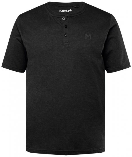Men+ 365 Koszulka Henley Czarna - Koszulki - T-shirty meskie Duże Rozmiary - 2XL-14XL