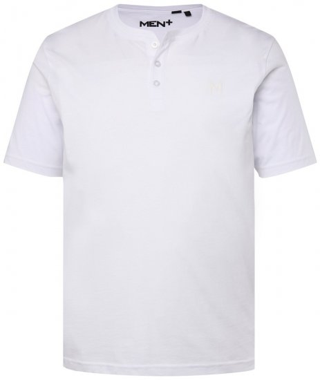 Men+ 365 Koszulka Henley Biały - Koszulki - T-shirty meskie Duże Rozmiary - 2XL-14XL