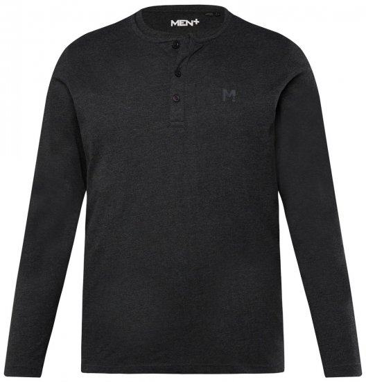 Men+ 383 Koszulka Henley z długim rękawem Czarna - Koszulki - T-shirty meskie Duże Rozmiary - 2XL-14XL
