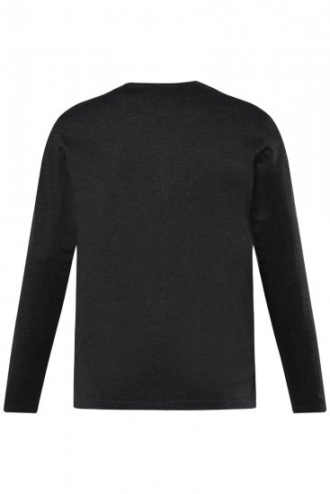 Men+ 383 Koszulka Henley z długim rękawem Czarna - Koszulki - T-shirty meskie Duże Rozmiary - 2XL-14XL
