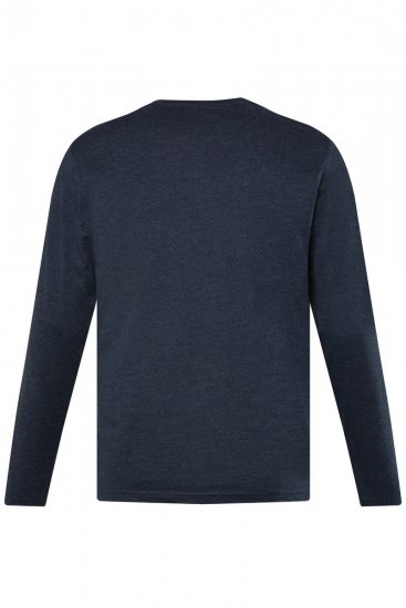 Men+ 383 Koszulka Henley z długim rękawem Granatowa - Koszulki - T-shirty meskie Duże Rozmiary - 2XL-14XL