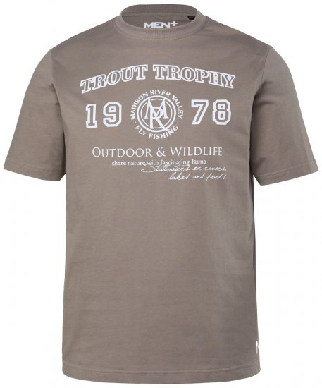 Men+ 424 Koszulka Trout Trophy Szarobrązowa - Koszulki - T-shirty meskie Duże Rozmiary - 2XL-14XL
