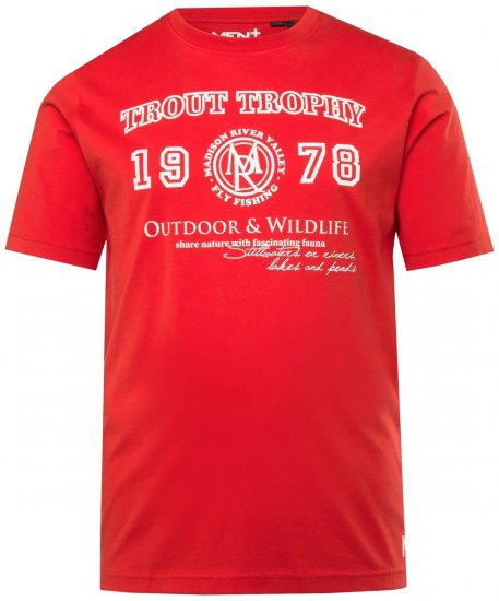 Men+ 424 Koszulka Trout Trophy Czerwona chili - Koszulki - T-shirty meskie Duże Rozmiary - 2XL-14XL