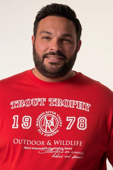 Men+ 424 Koszulka Trout Trophy Czerwona chili - Koszulki - T-shirty meskie Duże Rozmiary - 2XL-14XL