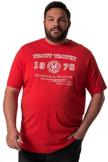Men+ 424 Koszulka Trout Trophy Czerwona chili - Koszulki - T-shirty meskie Duże Rozmiary - 2XL-14XL