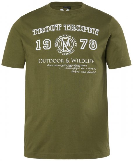 Men+ 424 Koszulka Trout Trophy Ciemnooliwkowa - Koszulki - T-shirty meskie Duże Rozmiary - 2XL-14XL