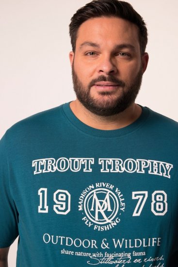 Men+ 424 Koszulka Trout Trophy Zielona laguna - Koszulki - T-shirty meskie Duże Rozmiary - 2XL-14XL