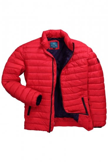 Boston Park 638 Pikowana kurtka bellyfit ze stójką Czerwona - Kurtki Męskie Duże Rozmiary - Kurtki Duże rozmiary 2XL-8XL