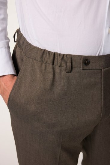 JP1880 Amalfi Flexnamic Spodnie garniturowe Khaki zielona - Garnitury - Garnitury dużych rozmiarach