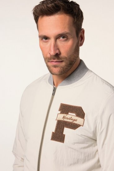 JP1880 836786 Kurtka college z emblematem Kremowa biel - Kurtki Męskie Duże Rozmiary - Kurtki Duże rozmiary 2XL-8XL