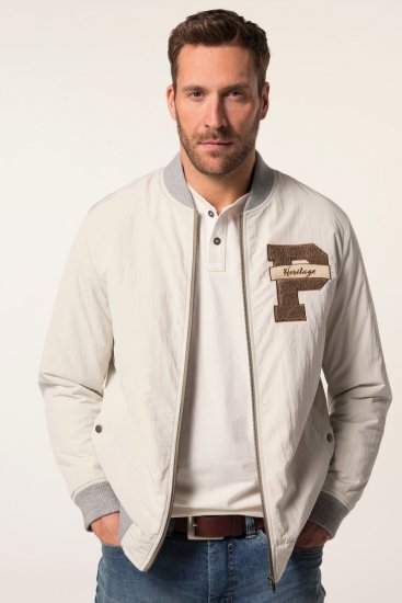 JP1880 836786 Kurtka college z emblematem Kremowa biel - Kurtki Męskie Duże Rozmiary - Kurtki Duże rozmiary 2XL-8XL