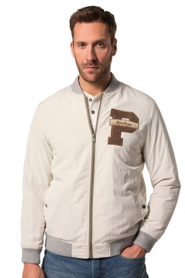 JP1880 836786 Kurtka college z emblematem Kremowa biel - Kurtki Męskie Duże Rozmiary - Kurtki Duże rozmiary 2XL-8XL