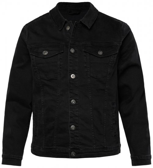 JP1880 836791 Kurtka jeansowa z czterema kieszeniami Czarna - Kurtki Męskie Duże Rozmiary - Kurtki Duże rozmiary 2XL-8XL