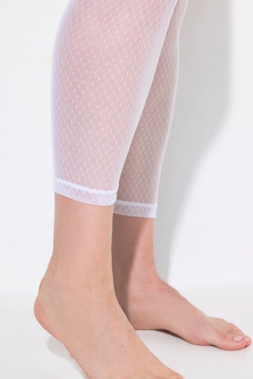 Ulla Popken 836800 Legginsy rajstopowe w kropki Biały - Rajstopy & skarpetki - 