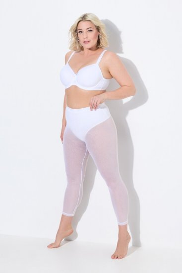 Ulla Popken 836800 Legginsy rajstopowe w kropki Biały - Rajstopy & skarpetki - 