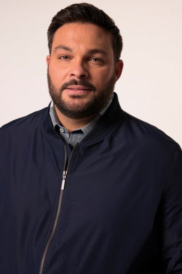 Men+ 823 Ultralekka kurtka bomber bellyfit Granatowa - Kurtki Męskie Duże Rozmiary - Kurtki Duże rozmiary 2XL-8XL
