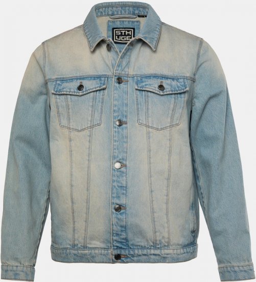 STHUGE 837222 Kurtka jeansowa z kieszeniami na piersi Jasnoniebieski - Kurtki Męskie Duże Rozmiary - Kurtki Duże rozmiary 2XL-8XL