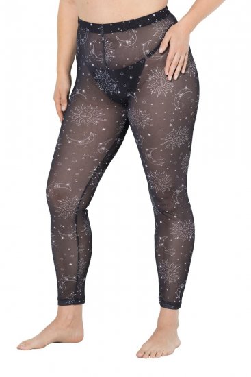 Ulla Popken 837935 Wzorzyste legginsy rajstopowe Czarna - Rajstopy & skarpetki - 
