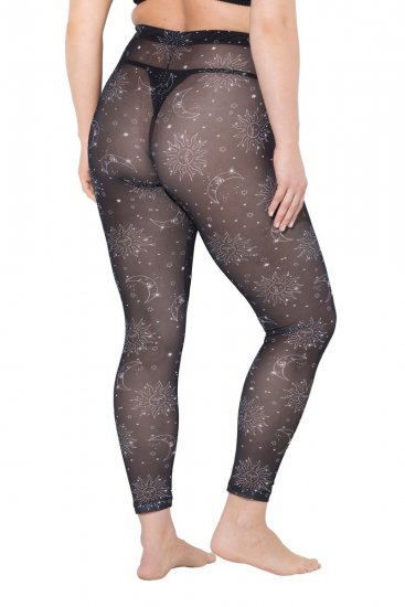 Ulla Popken 837935 Wzorzyste legginsy rajstopowe Czarna - Rajstopy & skarpetki - 