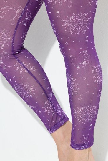 Ulla Popken 837935 Wzorzyste legginsy rajstopowe Fioletowa - Rajstopy & skarpetki - 