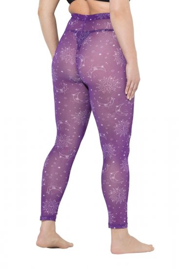 Ulla Popken 837935 Wzorzyste legginsy rajstopowe Fioletowa - Rajstopy & skarpetki - 