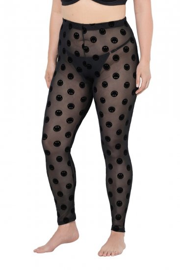 Ulla Popken 837949 Wzorzyste legginsy rajstopowe Czarna - Rajstopy & skarpetki - 