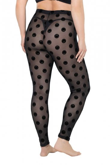 Ulla Popken 837949 Wzorzyste legginsy rajstopowe Czarna - Rajstopy & skarpetki - 