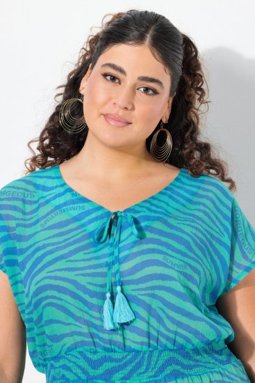 Ulla Popken 838483 Sukienka w zwierzęcy wzór Turkusowa - Sukienki letnie - Letnie sukienki plus size