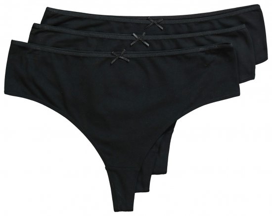 Ulla Popken 838637 Stringi 3 szt. Czarna - Majtki - 