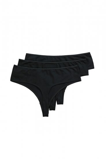 Ulla Popken 838637 Stringi 3 szt. Czarna - Majtki - 
