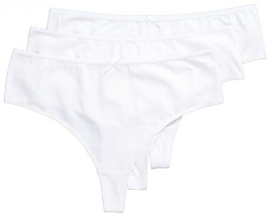 Ulla Popken 838637 Stringi 3 szt. Biały - Majtki - 