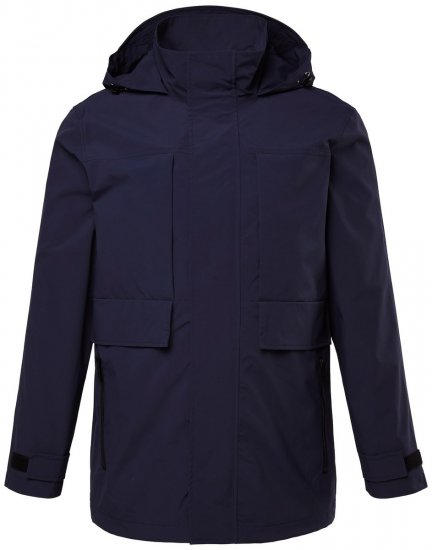 Men+ 215 Kurtka przeciwdeszczowa z kapturem Granatowa - Kurtki Męskie Duże Rozmiary - Kurtki Duże rozmiary 2XL-8XL