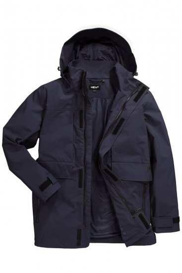 Men+ 215 Kurtka przeciwdeszczowa z kapturem Granatowa - Kurtki Męskie Duże Rozmiary - Kurtki Duże rozmiary 2XL-8XL