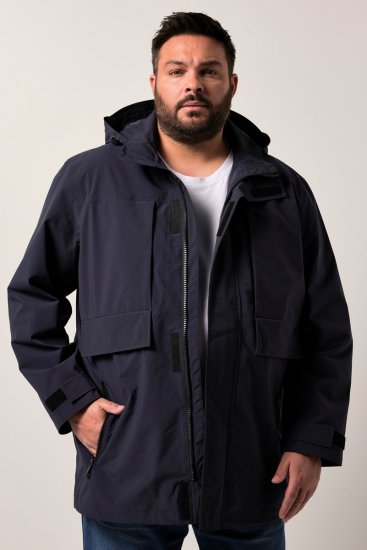 Men+ 215 Kurtka przeciwdeszczowa z kapturem Granatowa - Kurtki Męskie Duże Rozmiary - Kurtki Duże rozmiary 2XL-8XL