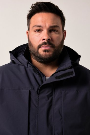Men+ 215 Kurtka przeciwdeszczowa z kapturem Granatowa - Kurtki Męskie Duże Rozmiary - Kurtki Duże rozmiary 2XL-8XL